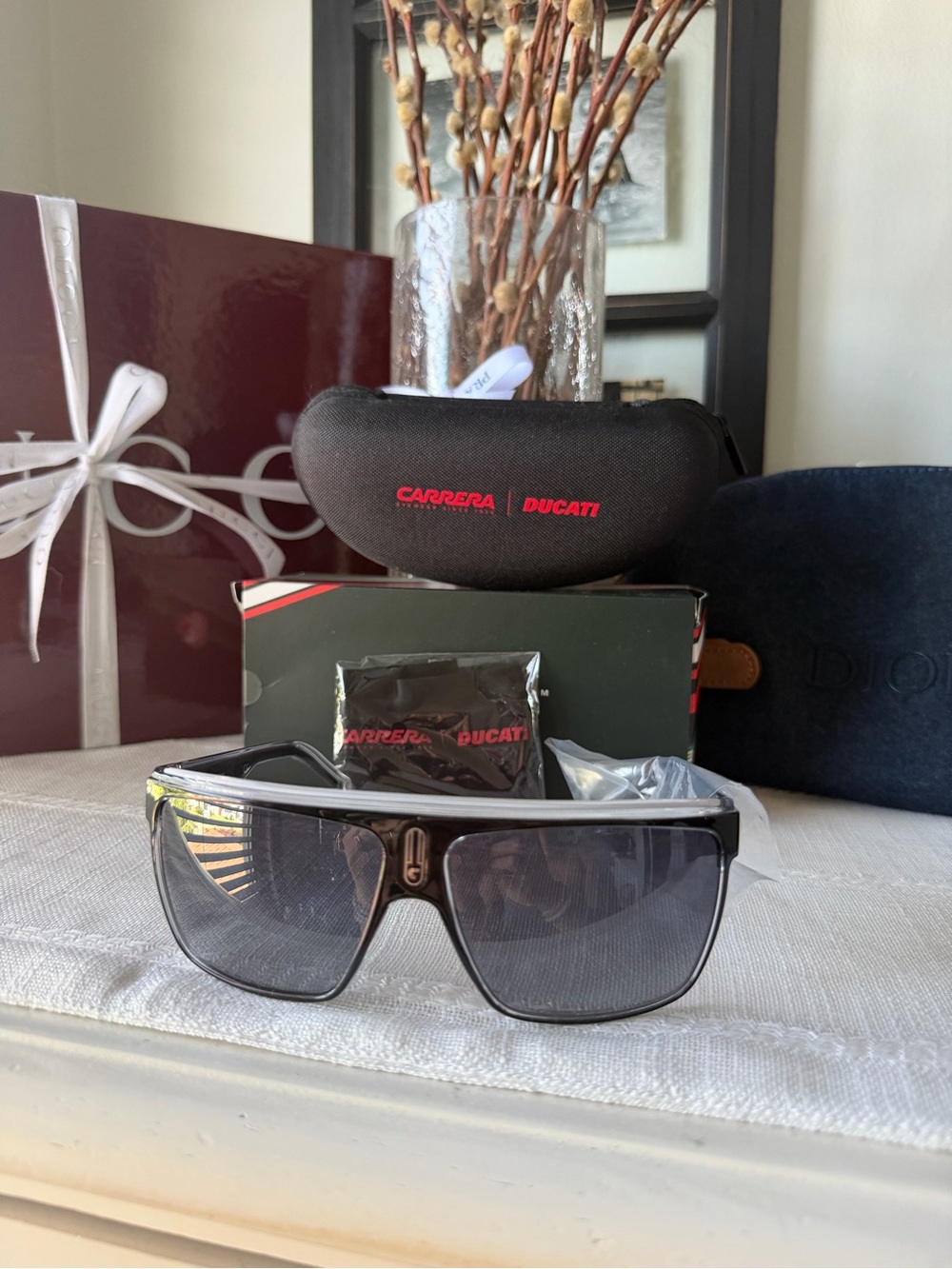Carrera Men's Black and Silver Shield Sunglasses